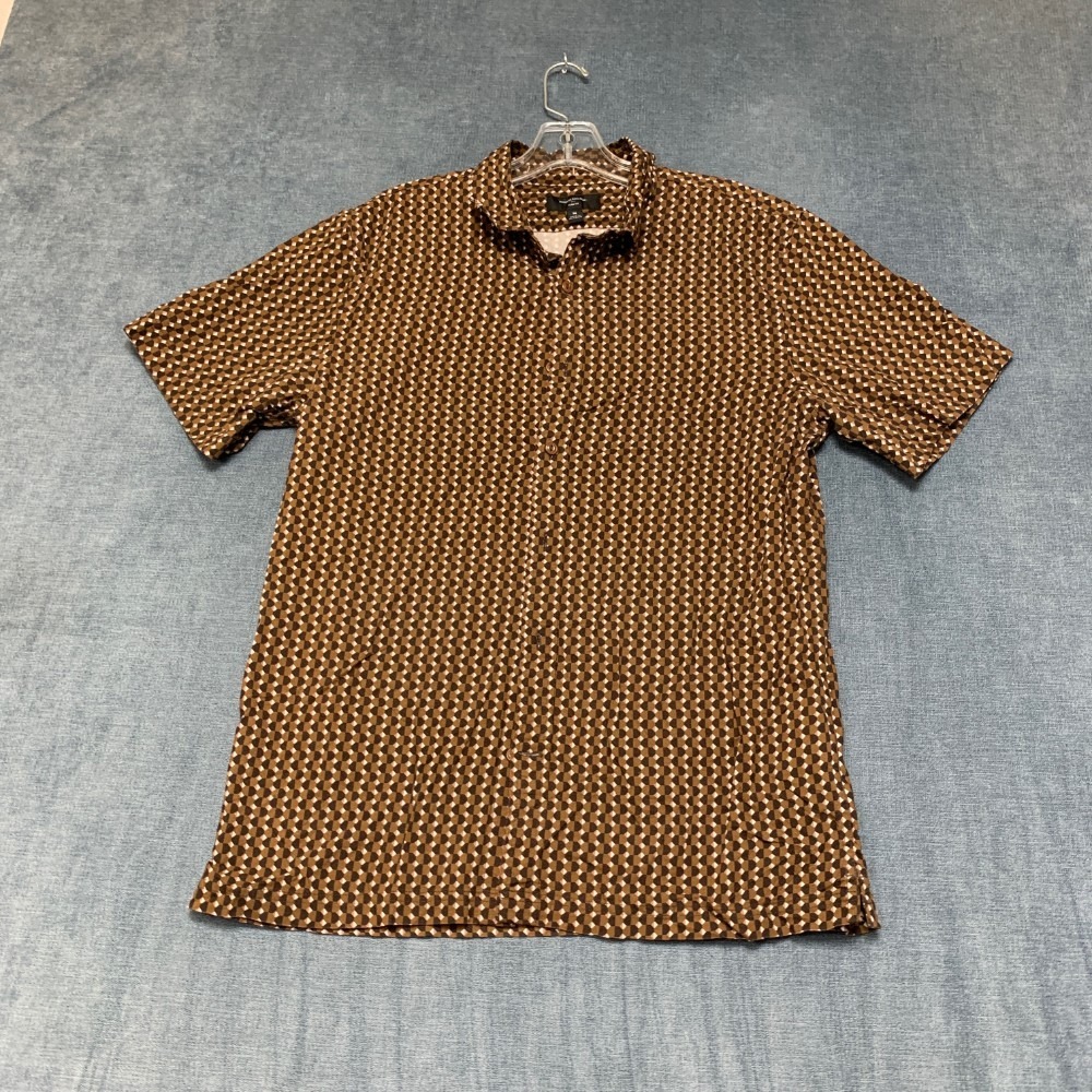 Banana Republic Shirt Mens Medium Brown Streetwear Geometric Slim Fit Button Up